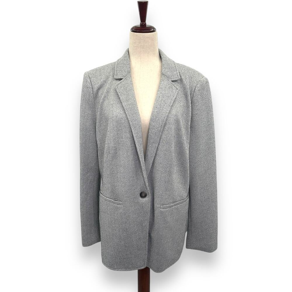 LOFT Light Gray Single-Button Blazer Jacket - image 1